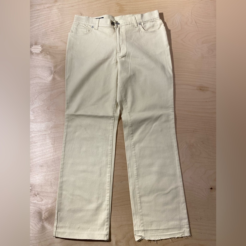 Lands' End Cream Denim Pants Size 10 (Needs to be Hemmed) (PX)
